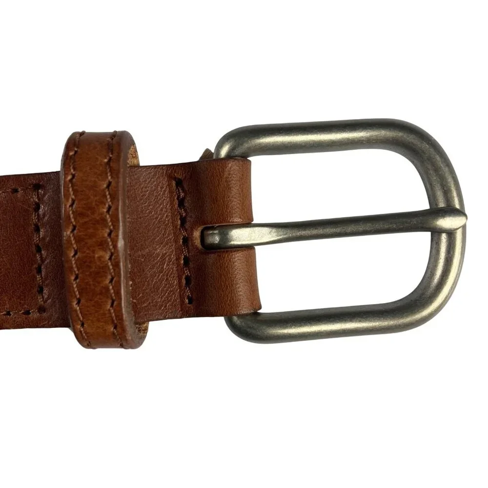 Crewcuts Navy Blue Braided Belt Boys Medium Brown Leather Ends Nickel Buckle